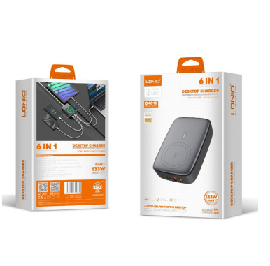  LDNIO 140W GaN Super Fast Charging 6 In 1 Desktop Charger 